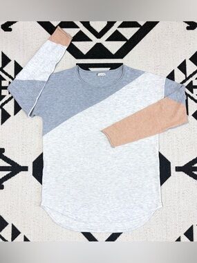 Smartwool Shadow Pine Colorblock Sweater in Gray & Tan Large